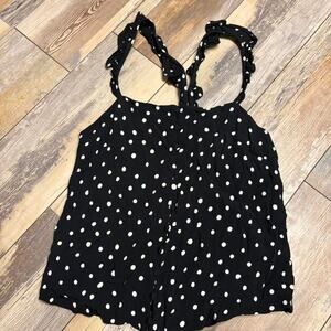 Black grunge polka dot tank top| Blouse |Y2K |Babydoll